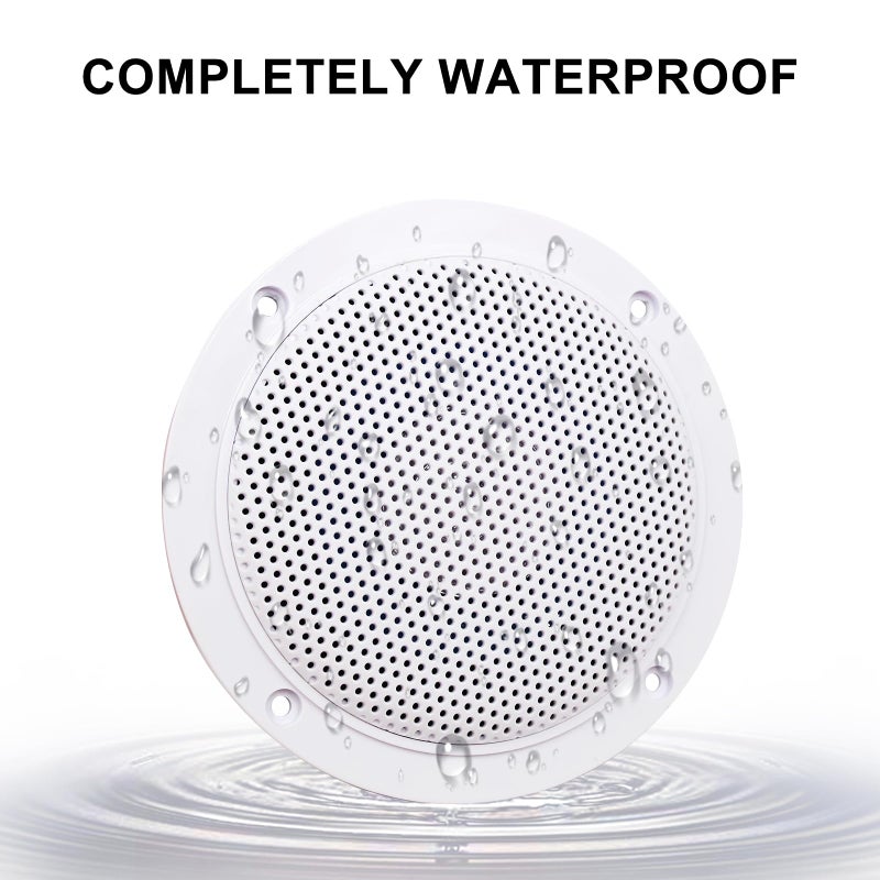 Herdio 4 Inches Waterproof Marine Ceiling Speakers with 160 Watts Power, Handling for Kitchen Bathroom Boat Car RV Camper Motorcycle Cloth Surround and Low Profile Design - 1 Pair (White) - Image 4